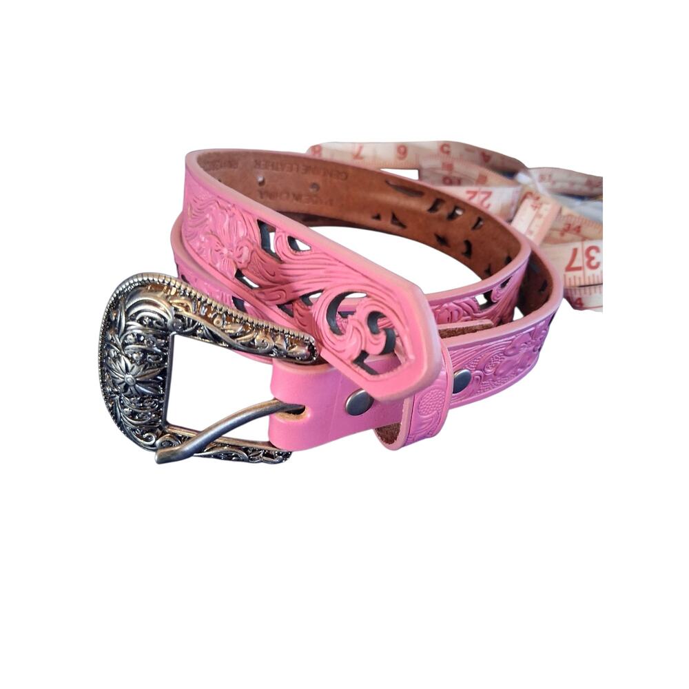 Shyanne Western Leather Girls size 26 Western Cowgirl Coquette Rodeo‎ Pink Belt - Picture 2 of 9